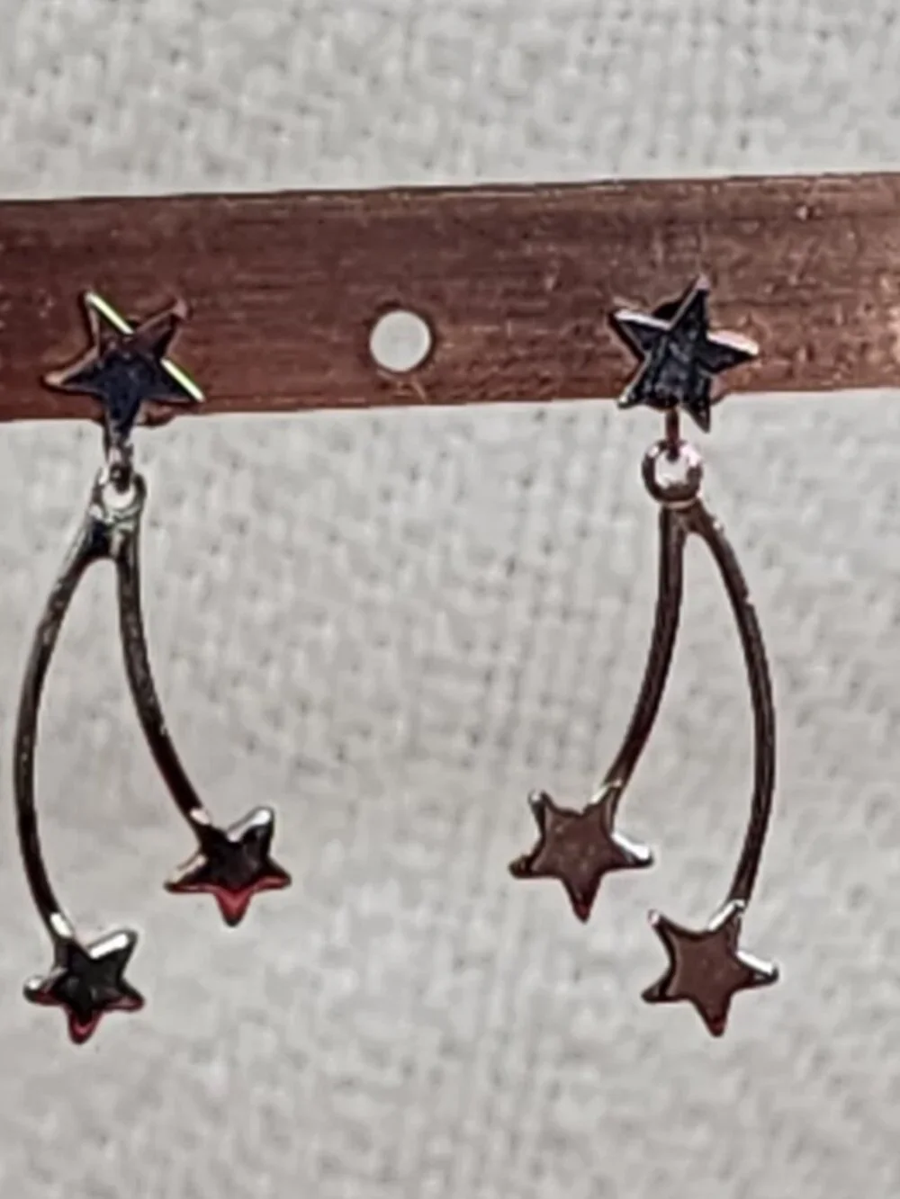 Avon Vintage Silver Tone Double Shooting Star Dangle with Star Stud Earrings